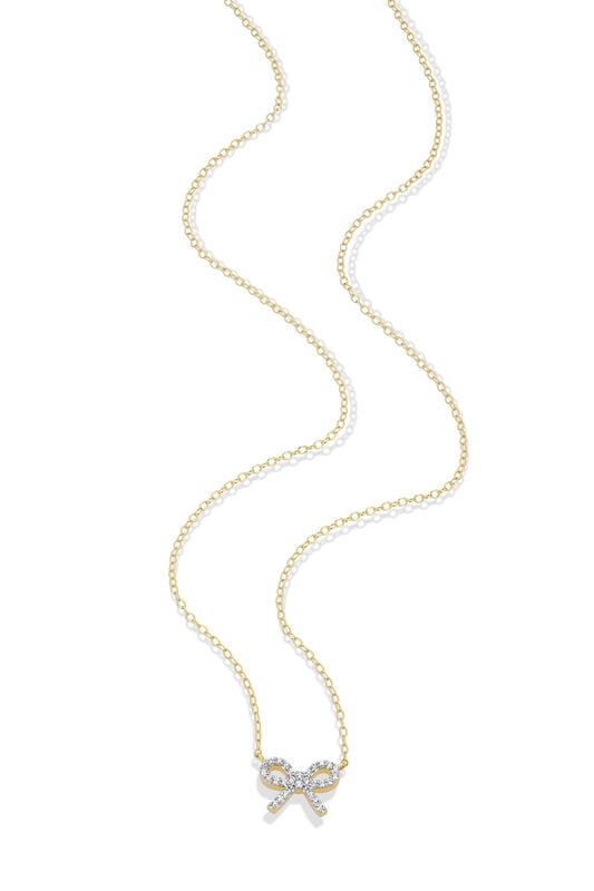 Lab Grown 1/12ctw. Diamond Bow Pendant in Sterling Silver image number null